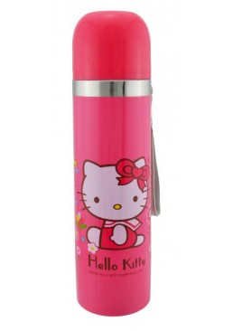 Детский термос Hello Kitty 500мл металлический Pink с цветами